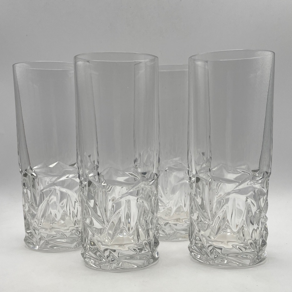 Tiffany & Co. Crystal Rock Cut Highball Tall Glass Set of 4
